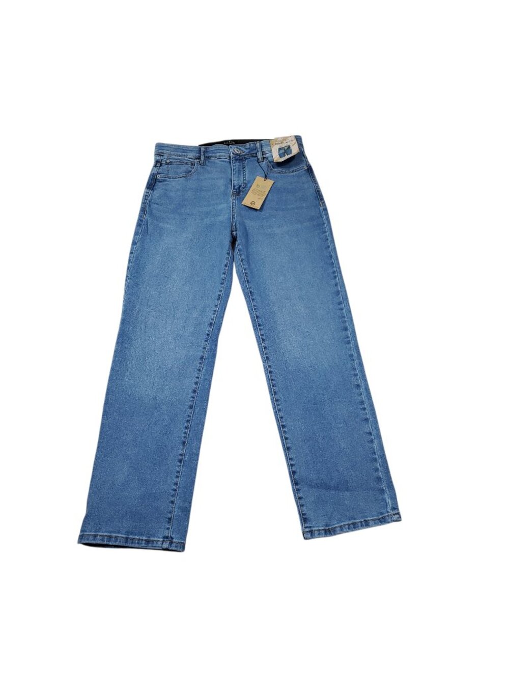 Curve Appeal Jeans High Rise Concealed Comfort Waist Straight Blue Size 6 28